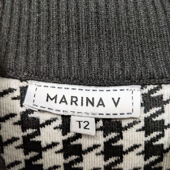 MARINA V Parisian Herringbone Knit Mock Neck Dress M - Picture 3 of 7